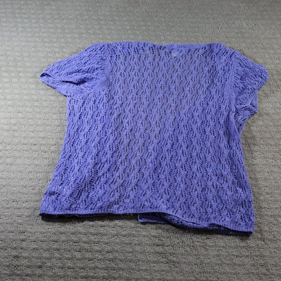Coldwater Creek Size PL Lavender Open Weave Cardigan - Picture 2 of 4
